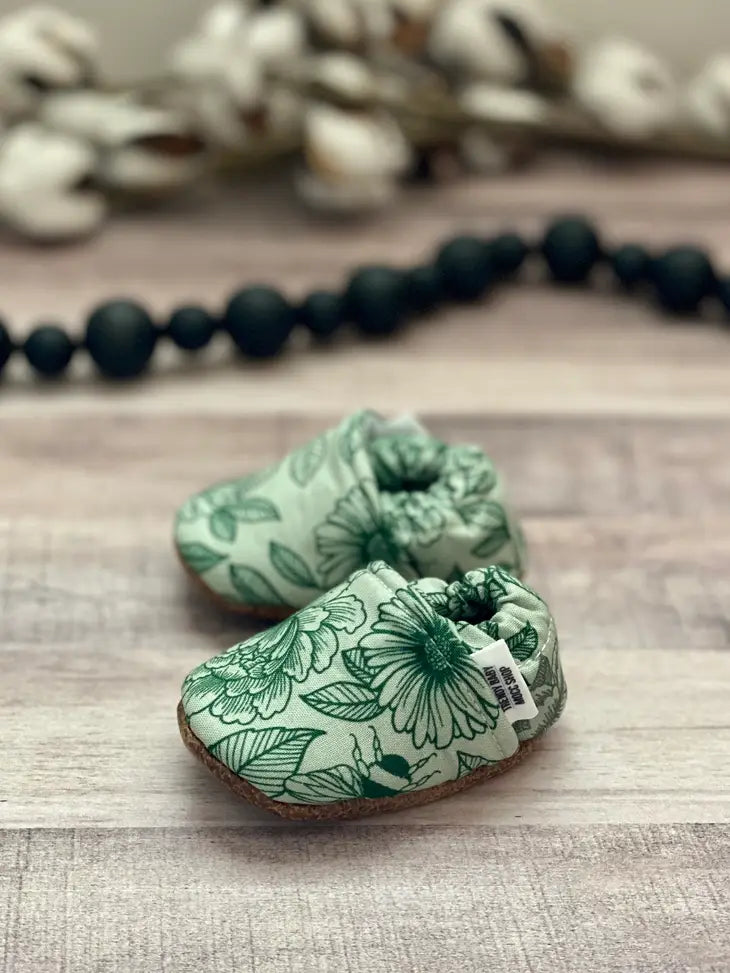 Green Spring Floral Moccasins by Trendy Baby Mocc Shop