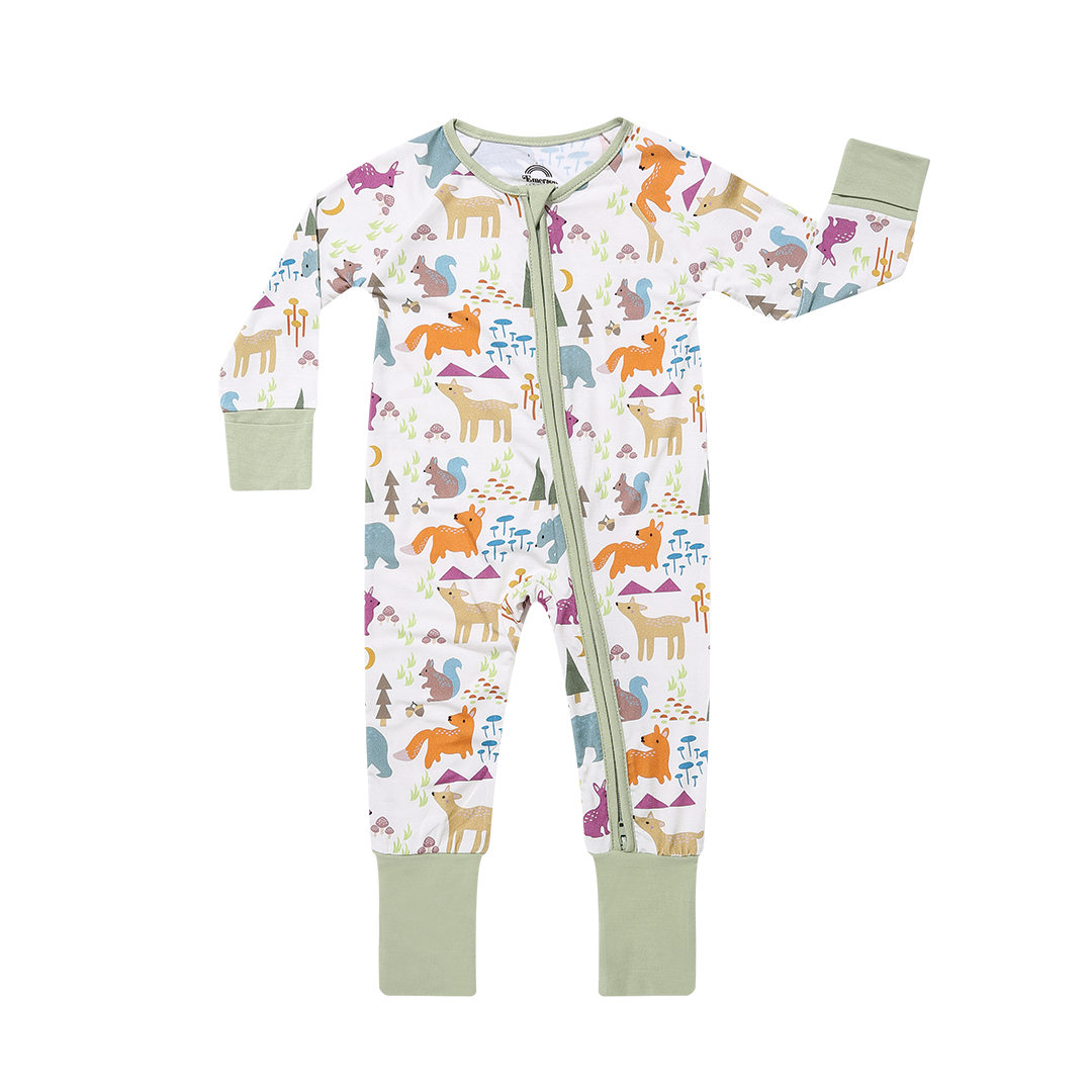 Forest Friends Animals Bamboo Convertible Footie Pajama by Emerson & Friends
