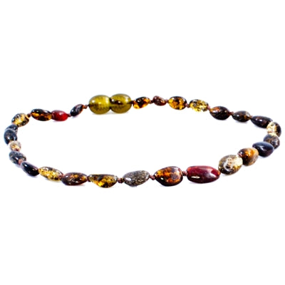 The Amber Monkey Polished Baltic Amber Necklace - Olive Bean POP