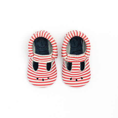 Mary Jane Mini Sole in Red and White Stripes by Freshly Picked