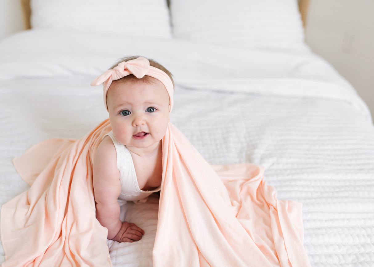 Knit Swaddle Blanket in Blush by Copper Pearl