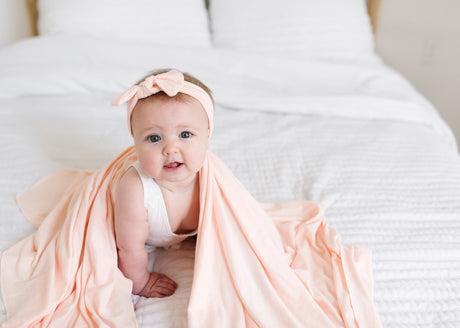 Knit Swaddle Blanket in Blush by Copper Pearl