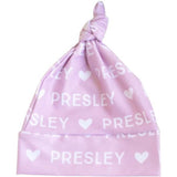 Sugar + Maple Personalized Knotted Baby Hat | Heart Icon Repeating Name