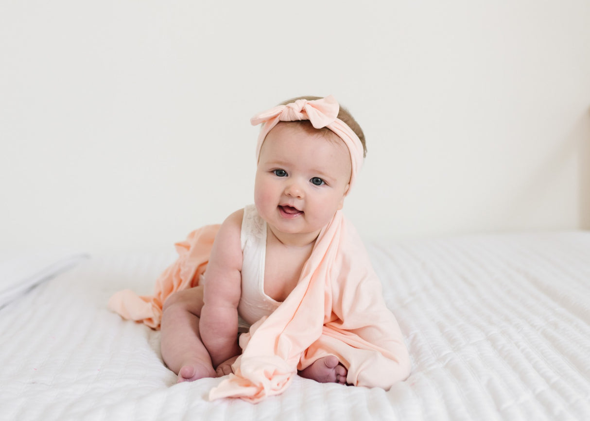 Knit Swaddle Blanket in Blush by Copper Pearl