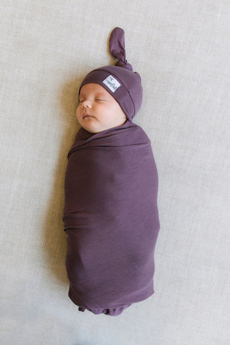 Knit Swaddle Blanket in Plum by Copper Pearl