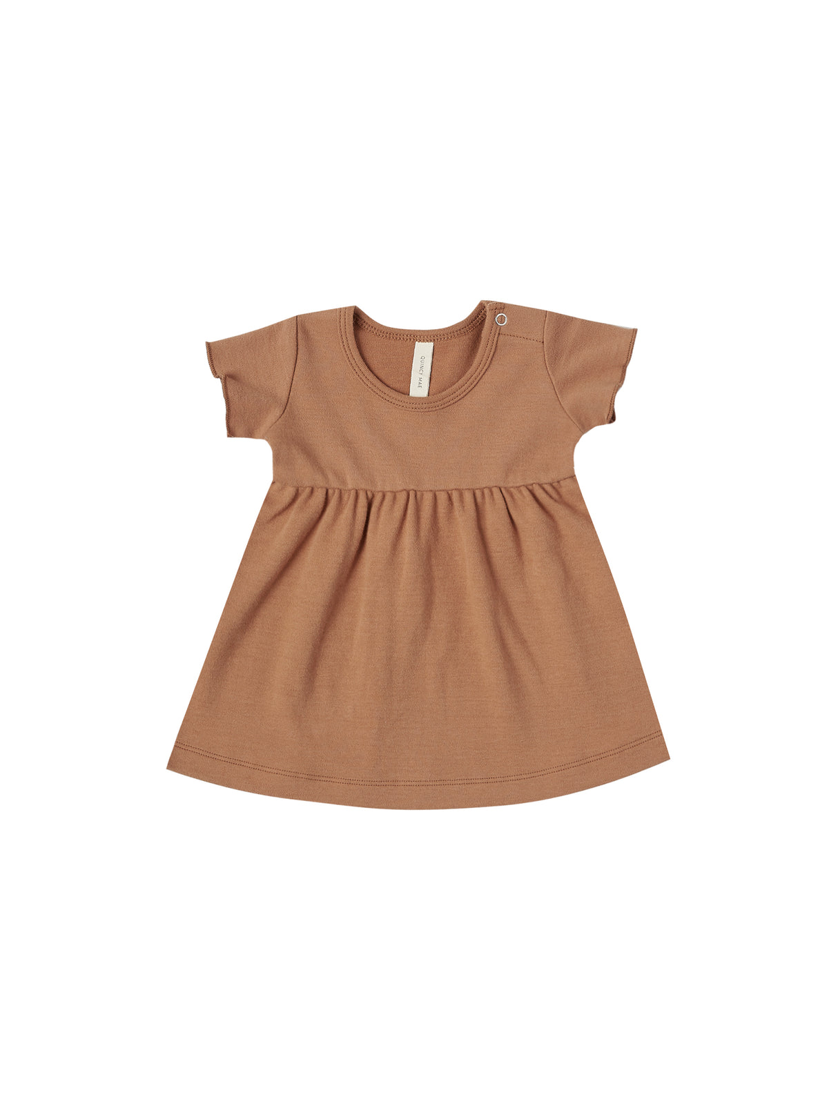 Short Sleeve Baby Dress in Rust by Quincy Mae