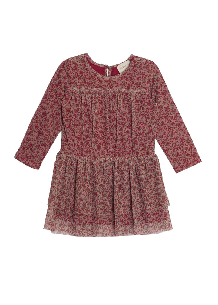 Crackling Cranberry Knit & Tulle Dress by Mabel + Honey