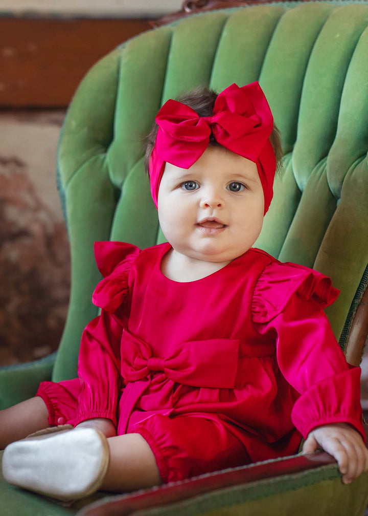 Sweet Scarlett Charmeuse Romper by Isobella & Chloe