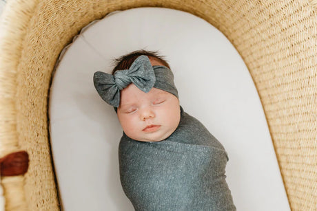 Knit Headband Bow Slate  by Copper Pearl