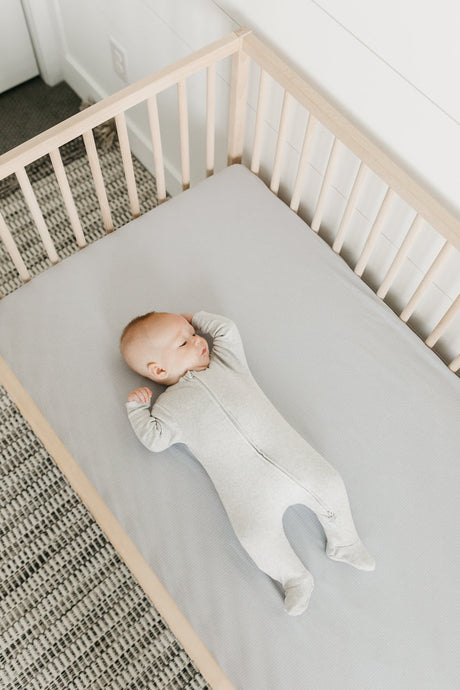 Premium Knit Fitted Crib Sheet in Taylor by Copper Pearl