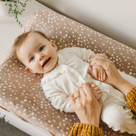 Premium Knit Diaper Changing Pad Cover | Fawn Copper Pearl
