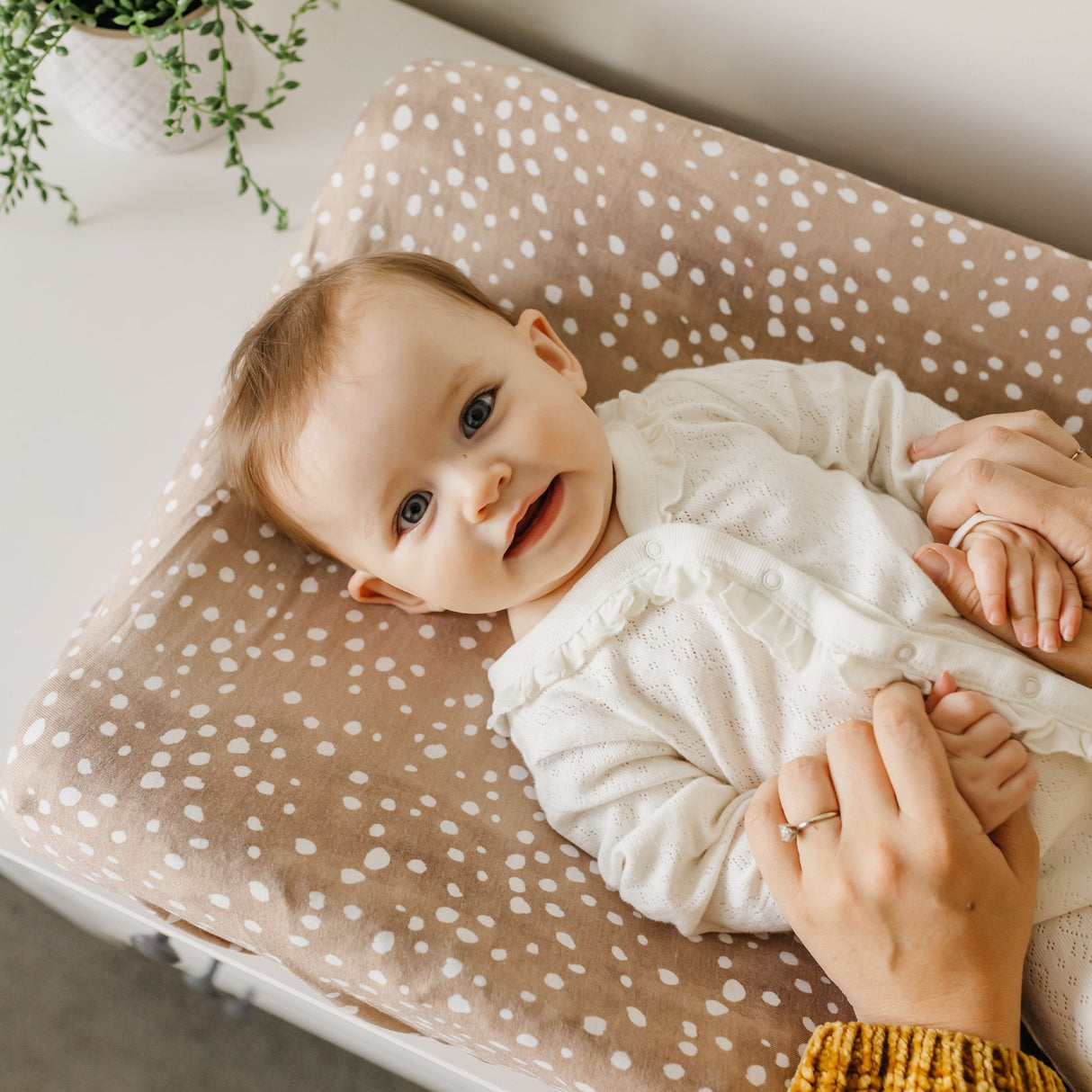 Premium Knit Diaper Changing Pad Cover | Fawn Copper Pearl