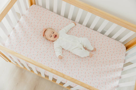 Knit Fitted Crib Sheet in Cheery by Copper Pearl