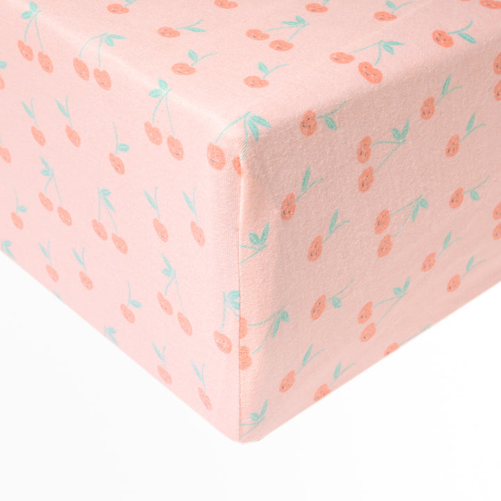 Knit Fitted Crib Sheet in Cheery by Copper Pearl