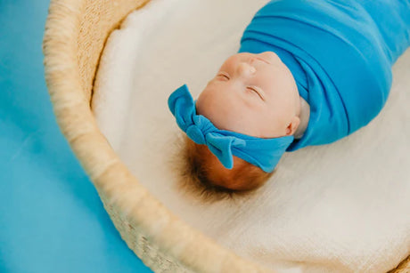 Knit Headband Bow in Blueberry by Copper Pearl