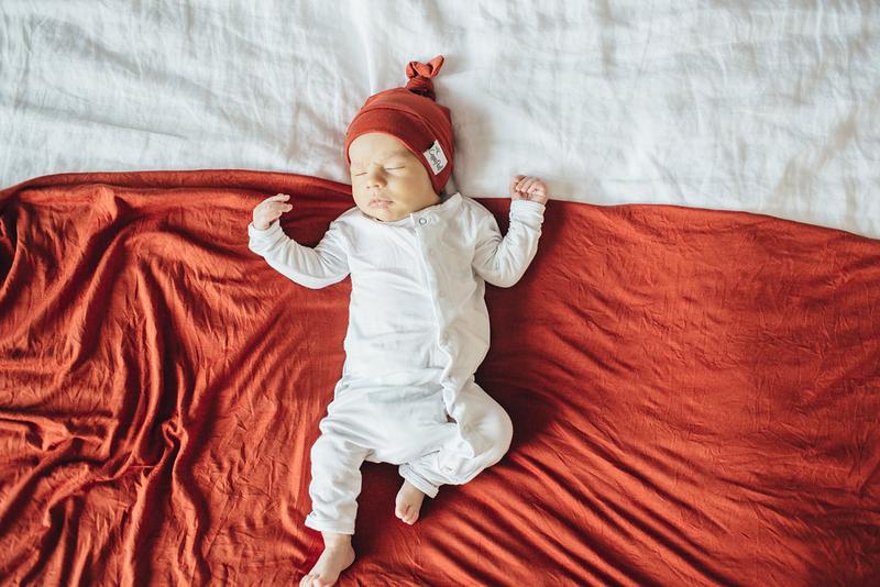 Knit Swaddle Blanket in Rust by Copper Pearl