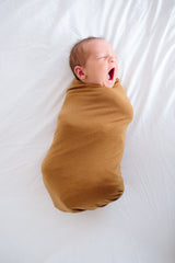 Knit Swaddle Blanket in Camel by Copper Pearl
