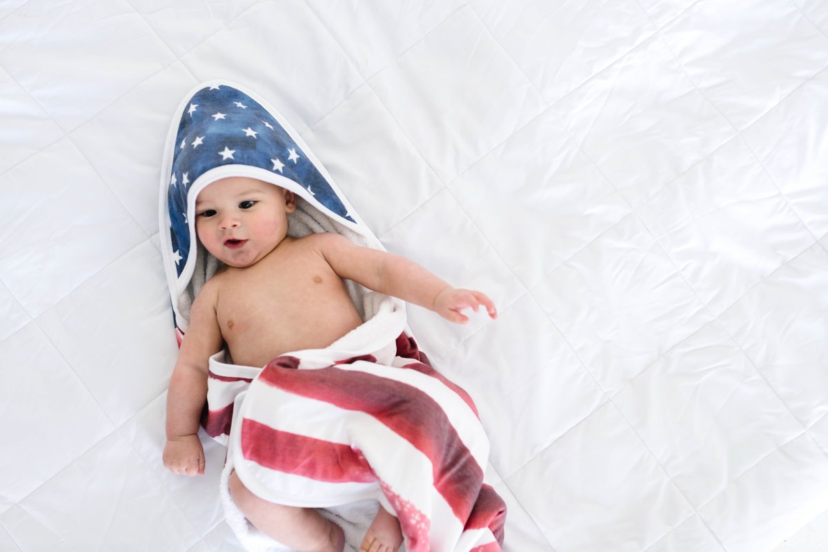 Knit Hooded Towel in Patriot by Copper Pearl