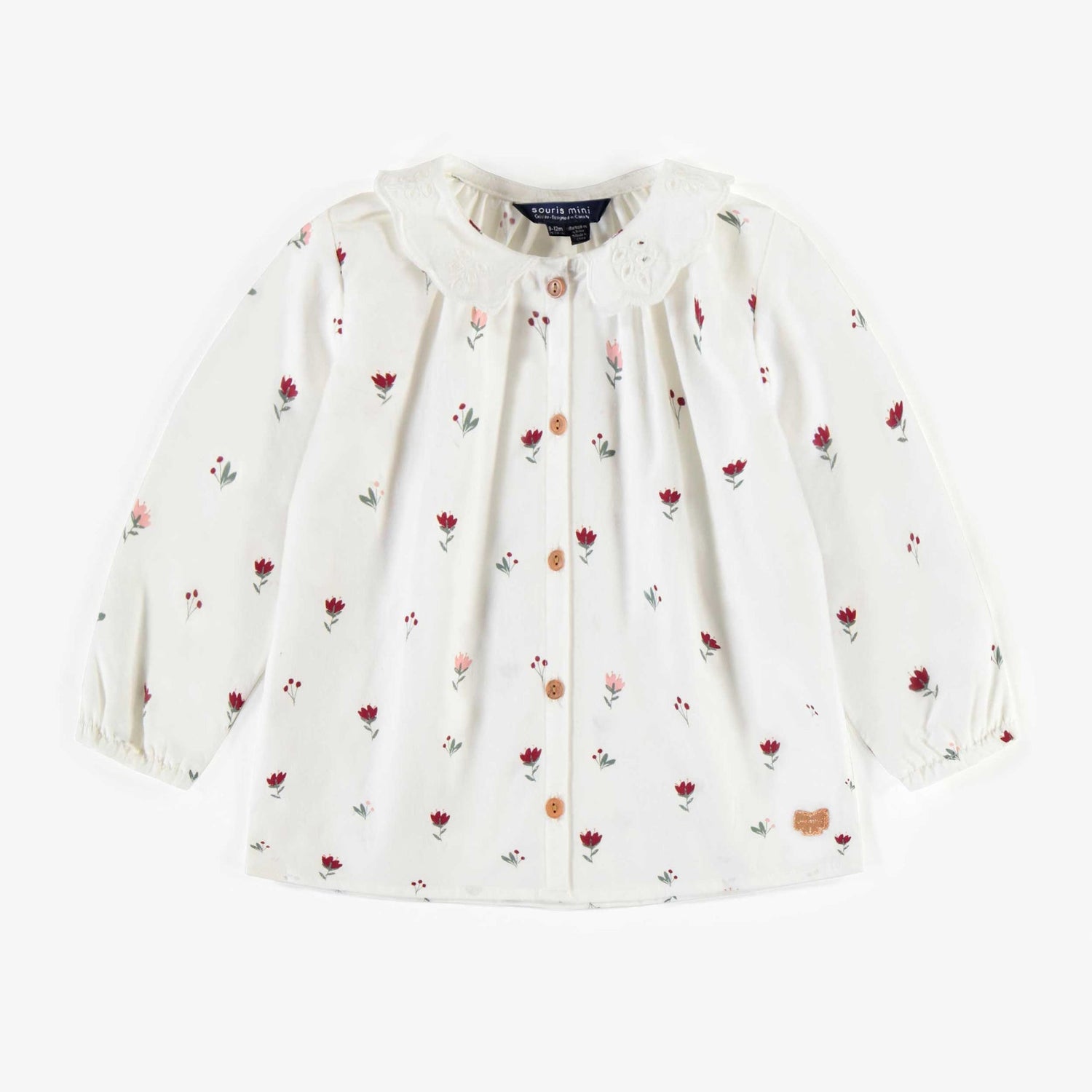 Cream Floral Blouse by Sourismini