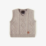 Beige Sleeveless Knitted Vest by Sourismini