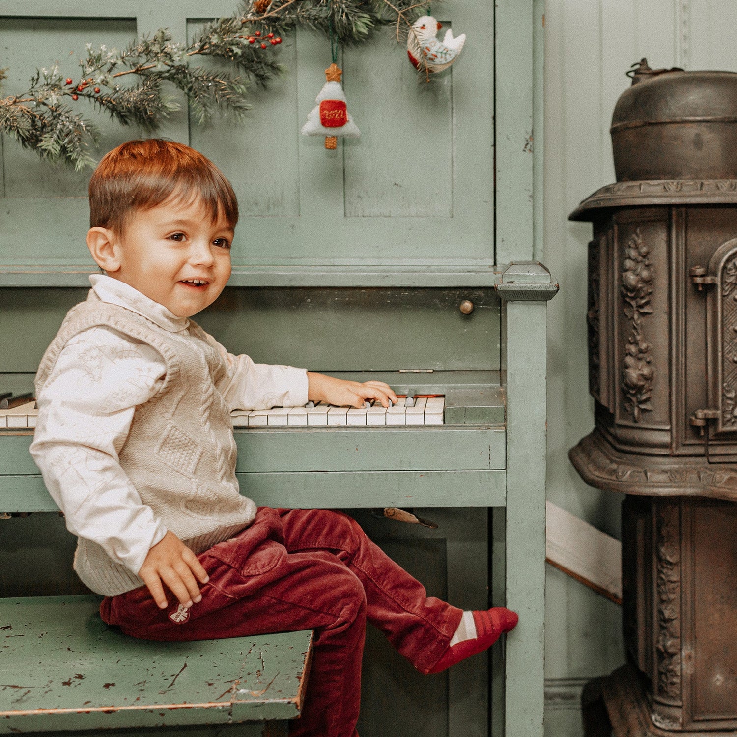 Beige Sleeveless Knitted Vest by Sourismini