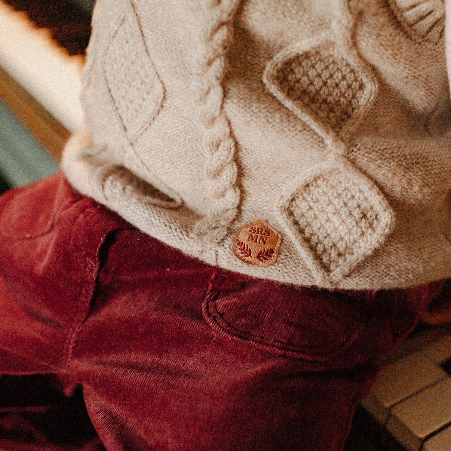 Beige Sleeveless Knitted Vest by Sourismini