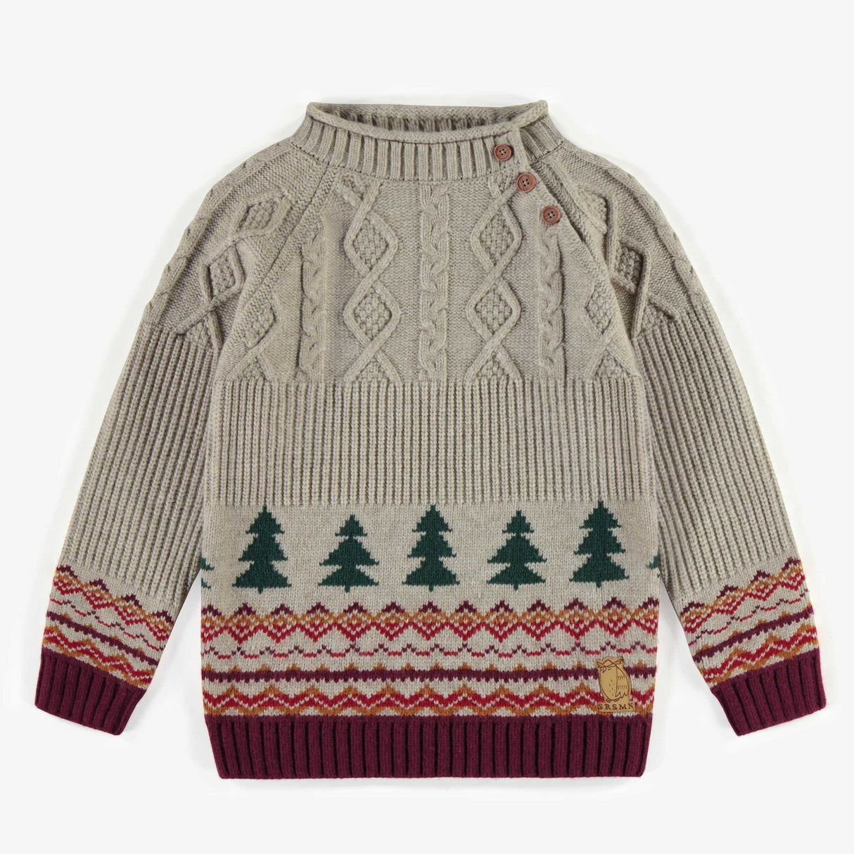 Beige Knitted Holiday Sweater by Sourismini