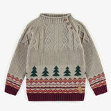 Beige Knitted Holiday Sweater by Sourismini