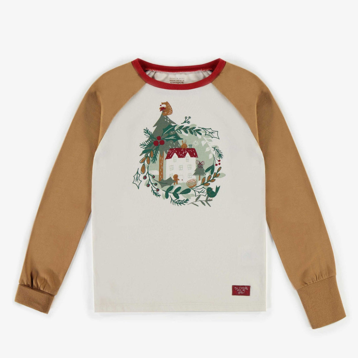 Red Patterned Holiday Pajama by Sourismini