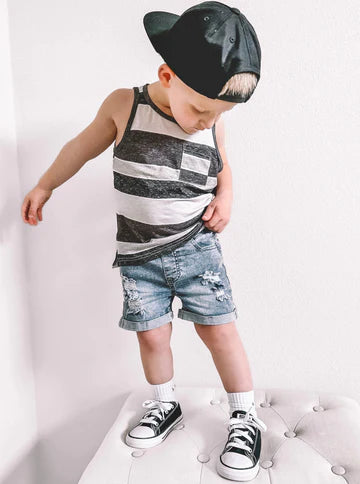 Washed Stripe Pocket Tank by Little Bipsy