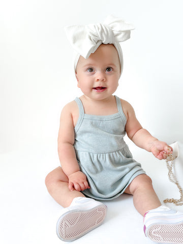 Ribbed Tank Dress in Sea Side by Little Bipsy