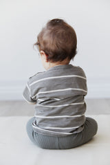 Landon Short Sleeve Tee in Fog/Ecru Stripe by Jamie Kay