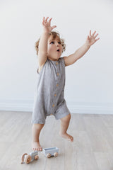James Linen/Cotton Romper in Quarry by Jamie Kay