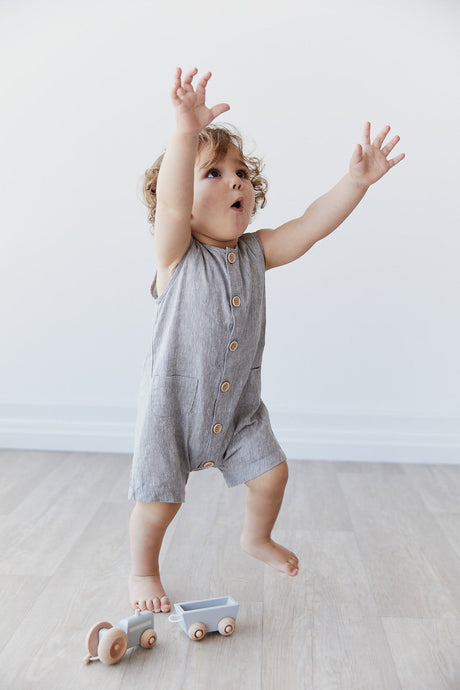 James Linen/Cotton Romper in Quarry by Jamie Kay
