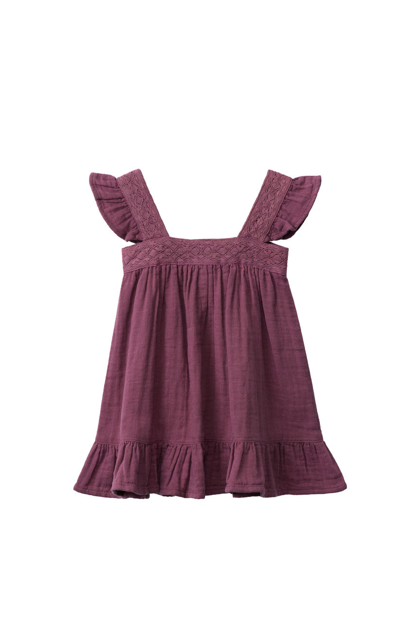 Organic Cotton Muslin Camilla Dress in Mulberry by Jamie Kay