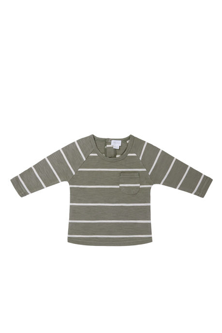 Landon Long Sleeve Tee in Fog/Ecru Stripe by Jamie Kay