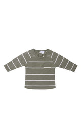 Landon Long Sleeve Tee in Fog/Ecru Stripe by Jamie Kay