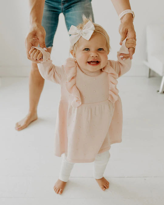 Viverano - Milan Knit Long Sleeve Ruffle Dress with Bobbles - Blush