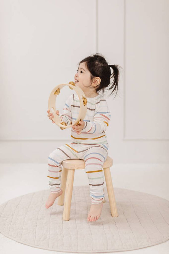 2-Piece Pajama Set in Pastel Stripes by Loulou Lollipop