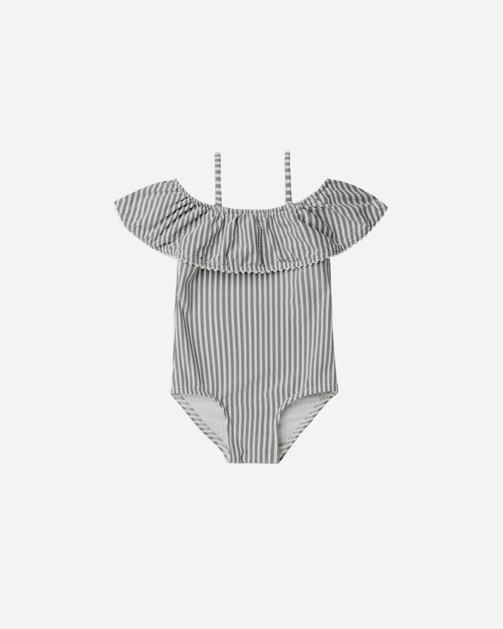 off-the-shoulder one-piece || ink stripe by Rylee + Cru