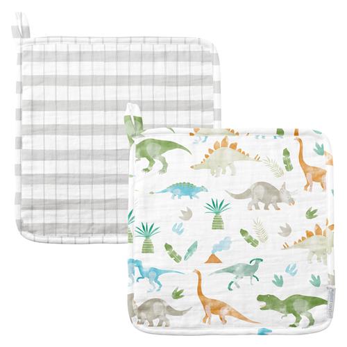 Stephen Joseph - Muslin Washcloth Set of 2 - Dino
