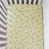 Muslin Cotton Crib Sheet in Yellow Buds by Saranoni