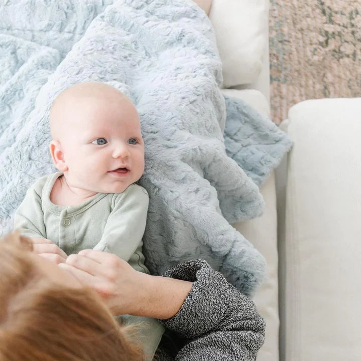 Dream Receiving Blanket in Heather Blue by Saranoni