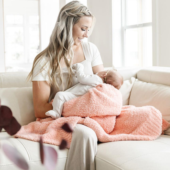 Bamboni Receiving Blanket in Peach by Saranoni