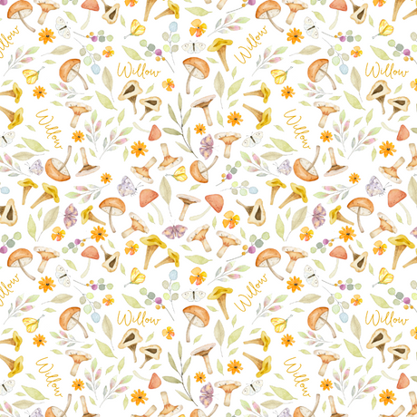 Sugar + Maple Plush Minky Fleece Personalized Blanket | Whimsical Mushroom