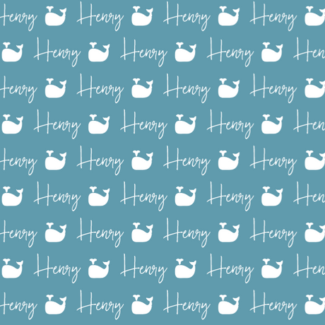 Sugar + Maple Plush Minky Fleece Personalized Blanket | Whale Icon Repeating Name