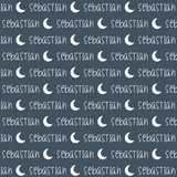 Sugar + Maple Plush Minky Fleece Personalized Blanket | Moon Icon Repeating Name