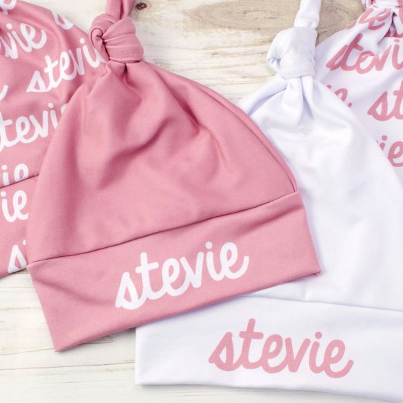 Sugar + Maple Personalized Knotted Baby Hat | Centered Name
