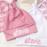 Sugar + Maple Personalized Knotted Baby Hat | Centered Name