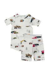 Short Pajama Set in Happy Trucks by Loulou Lollipop